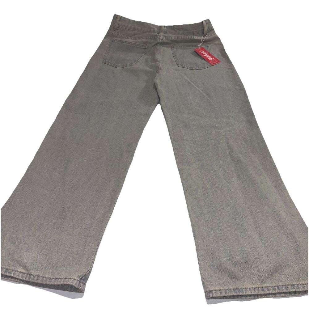 ROMWE Wide-Leg Women's Jeans Gray Denim Butterfly Embroidered 5-Pocket Y2k - Picture 5 of 7